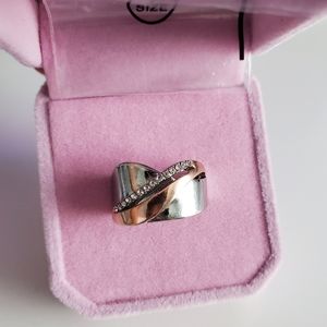 Women's two -tone Silver Plated ring cubic zircon